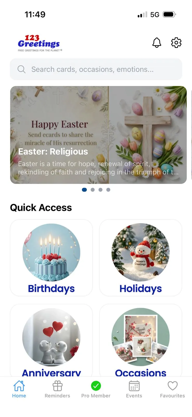 App home screen
