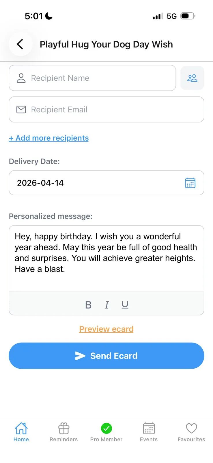 App interface